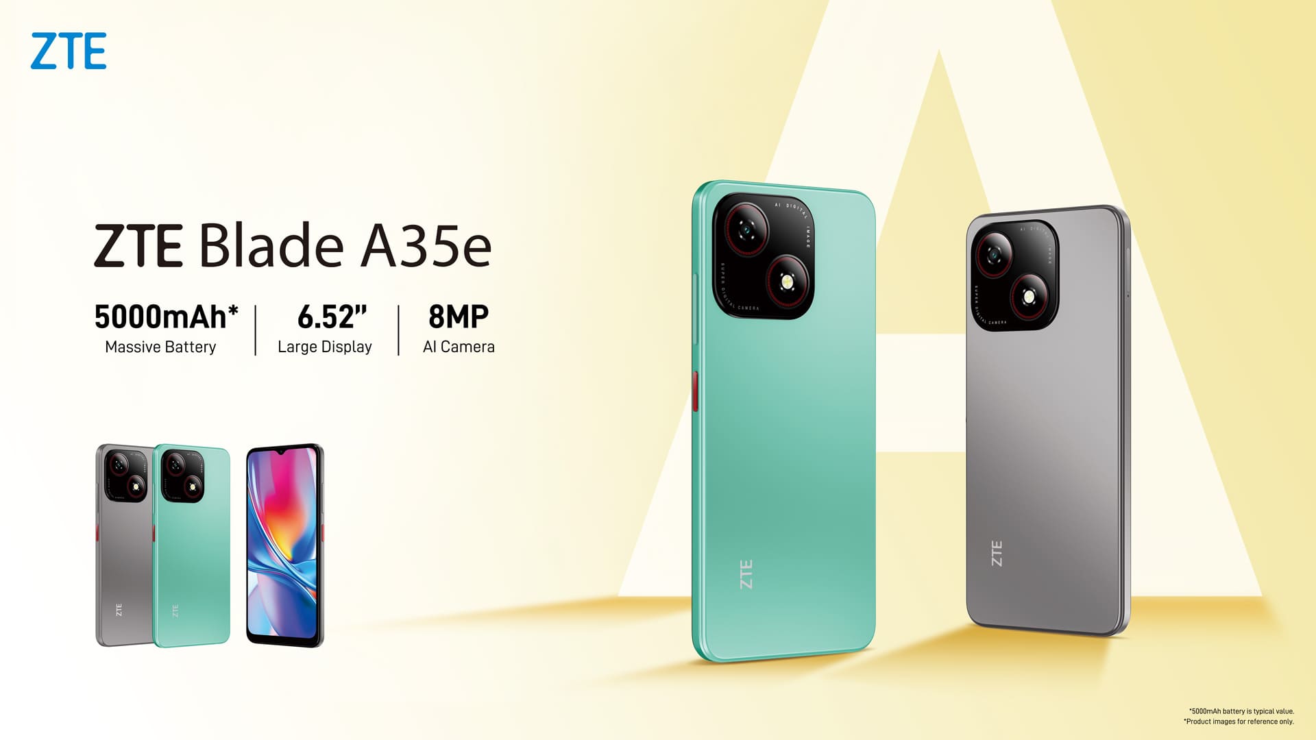 ใหม่ล่าสุด! ZTE Blade A35e (2+64GB) AI Camera สมาร์ทโฟน หน้า