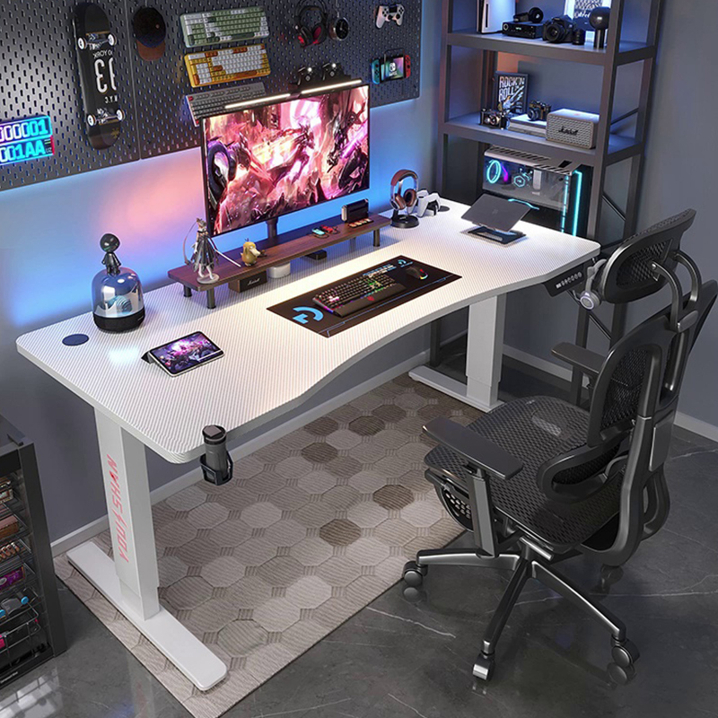 LVNI Electric Smart Desk โต๊ะเกมมิ่งปรับระดับไฟฟ้า โต๊ะเกมมิ่งปรับระดับ สีดำ สีขาว สีชมพู ผิวคาร์บอนไฟเบอร์ โต๊ะคอม โต๊ะทํางาน โต๊ะไฟฟ้าไฟ RGB โต๊ะปรับความสูง Gaming Table ลดราคาพิเศษ ด่วน! ต้องมี