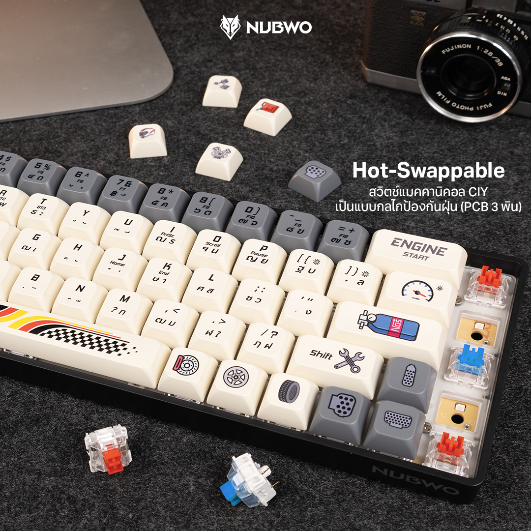 Nubwo NK-51 Keyboard Tri-Mode Dust-Proof Mechanical Retro/ Racing 65% ...