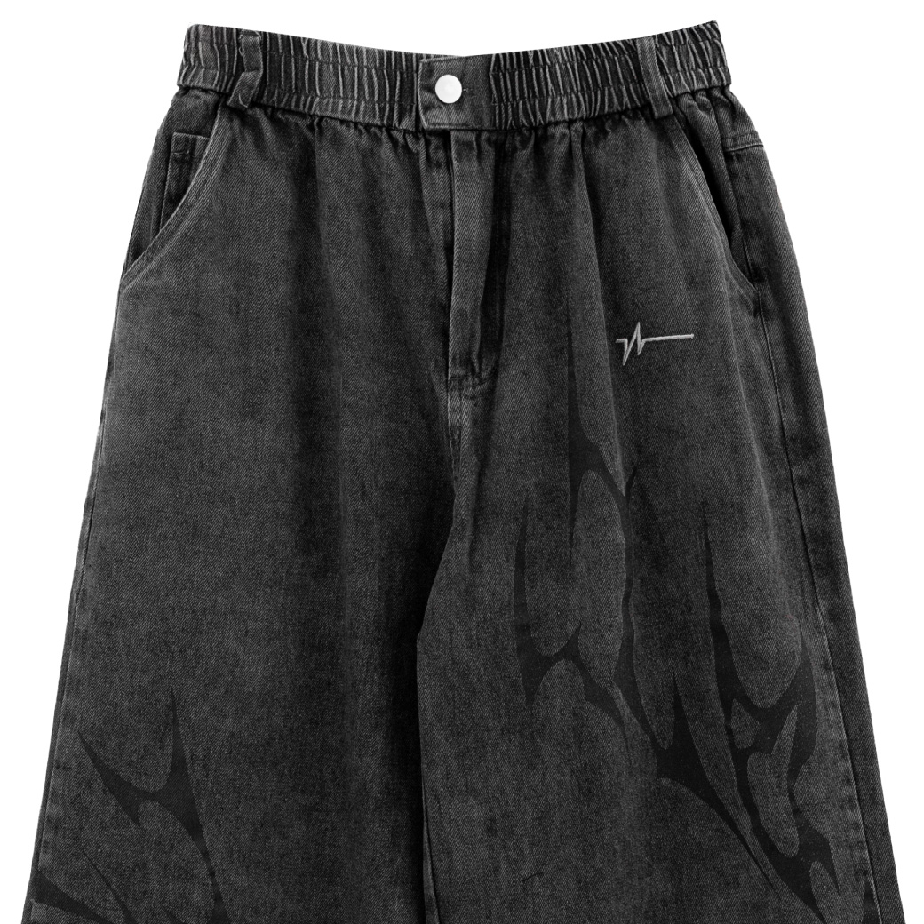 URTHE - กางเกง ขายาว Col. DARKWAVE รุ่น DW TROUSERS สีดำอ่อน สีดำเข้ม