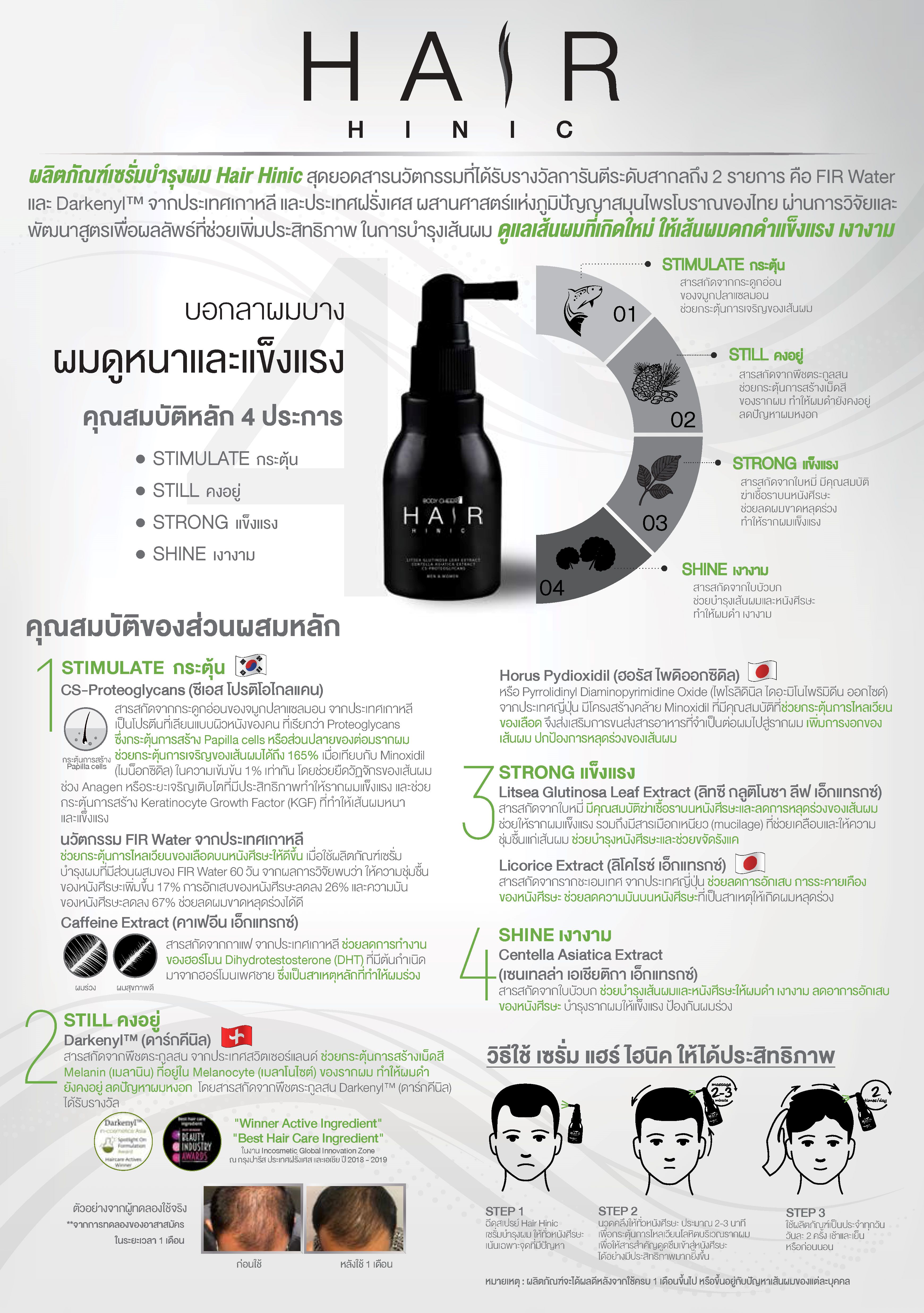 SCM Body Cheer💯HAIR HINIC เซรั่ม ปลูกผมถาวร กันผมร่วง หงอก กระตุ้นการ ...