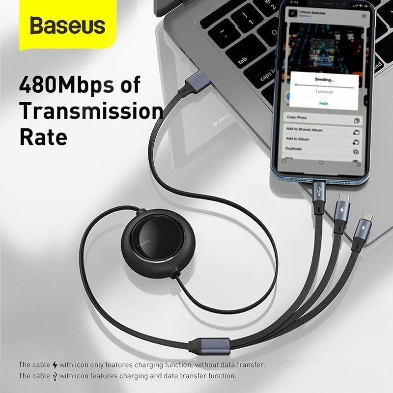 Baseus สายชาร์จเร็ว 66W 3-in-1 Fast Charging Data Cable แบบ USB to ...