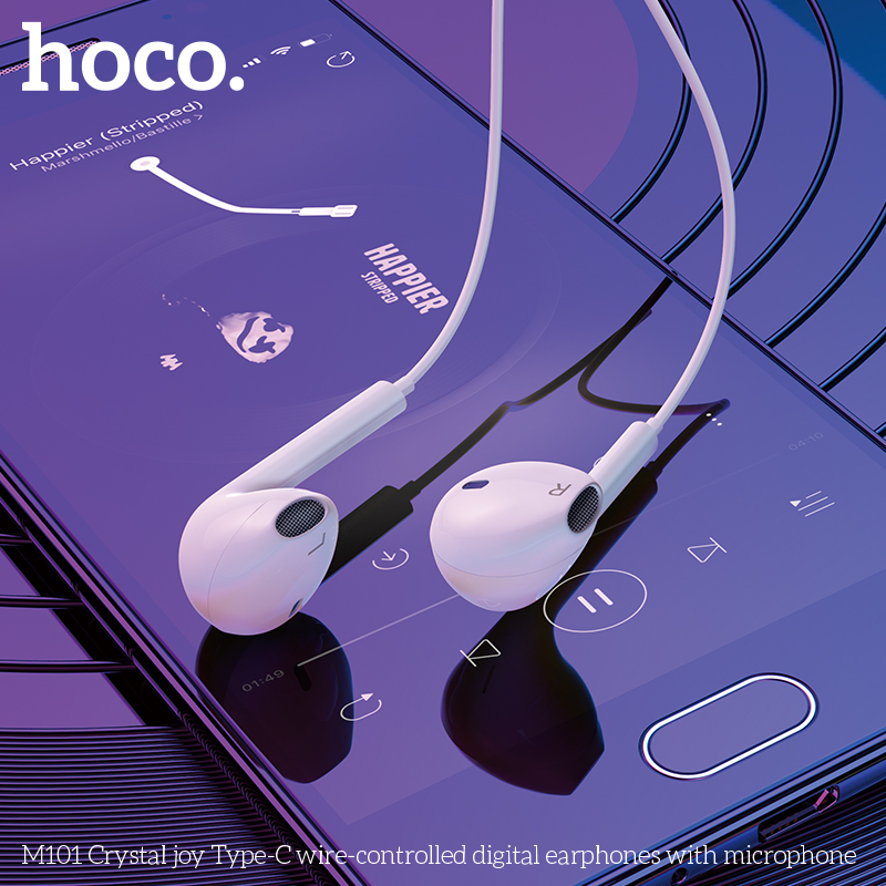 HOCO M101หูฟังType-C หูฟังสมอลทอร์ค small talk aux 3.5 mm. Crystal joy ...