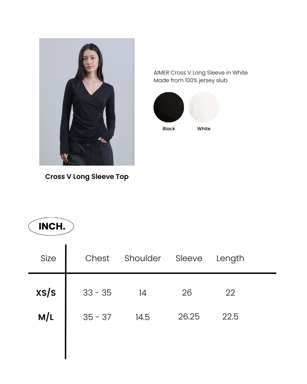 AIMER - Cross V Longsleeve Top เสื้อคอวีไขว้ | Shopee Thailand
