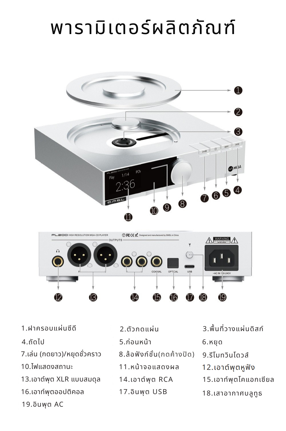 [PreOrder] เครื่องเล่นซีดีตั้งโต๊ะ SMSL - PL200 เครื่องเล่นซีดีตั้งโต๊ะ ...