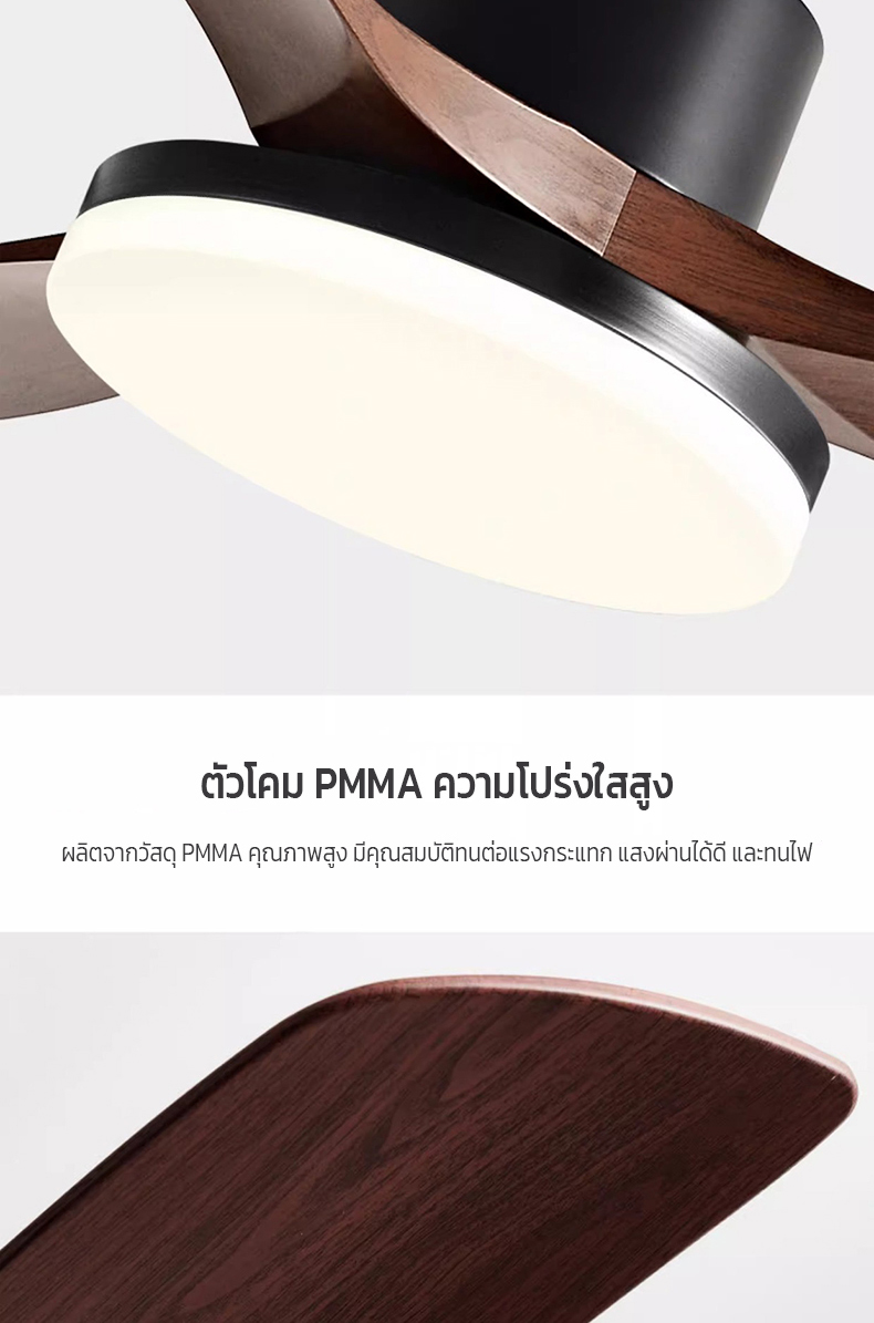 NEOBEE พัดลมเพดานพร้อมโคมไฟ 3ใบพัด ไฟสไตล์ย้อนยุค ห้องนั่งเล่น ...