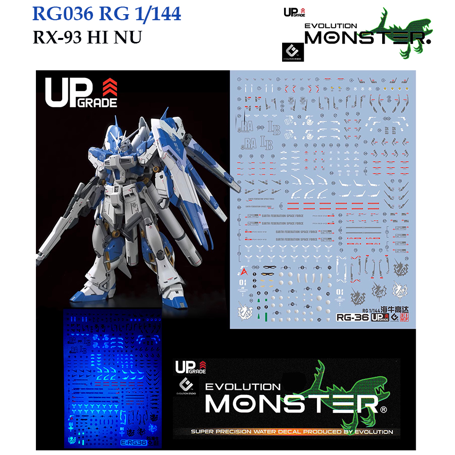 ดีคอลน้ำ [MONSTER EVO] RG 36 / EVOE-RG36 RG 1/144 RX-93 V2 HI NU WATER ...