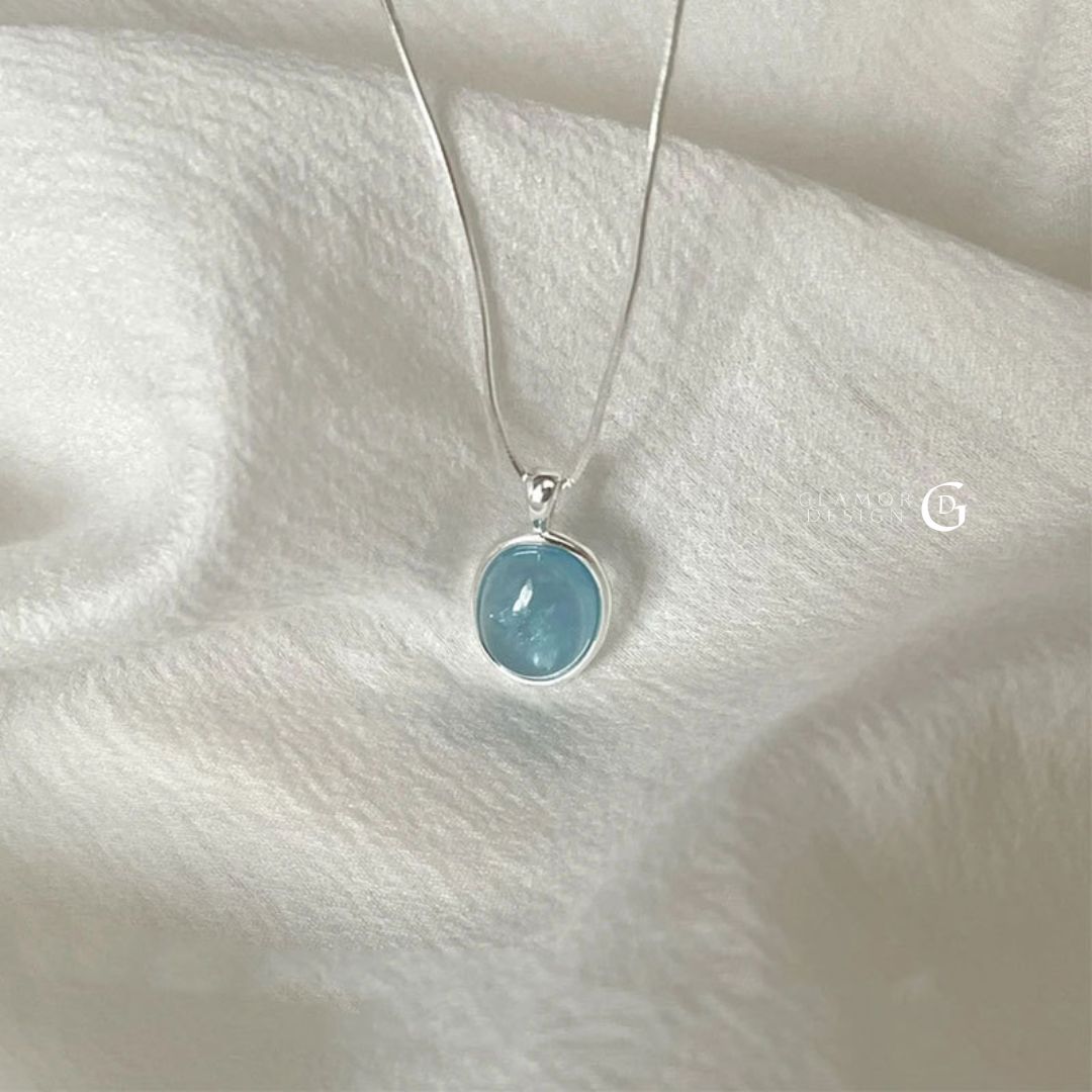 GLAMOR สร้อยเงินแท้ Mermaid's Tear สร้อยเงิน สร้อยคอไพลิน เงินแท้925 ...