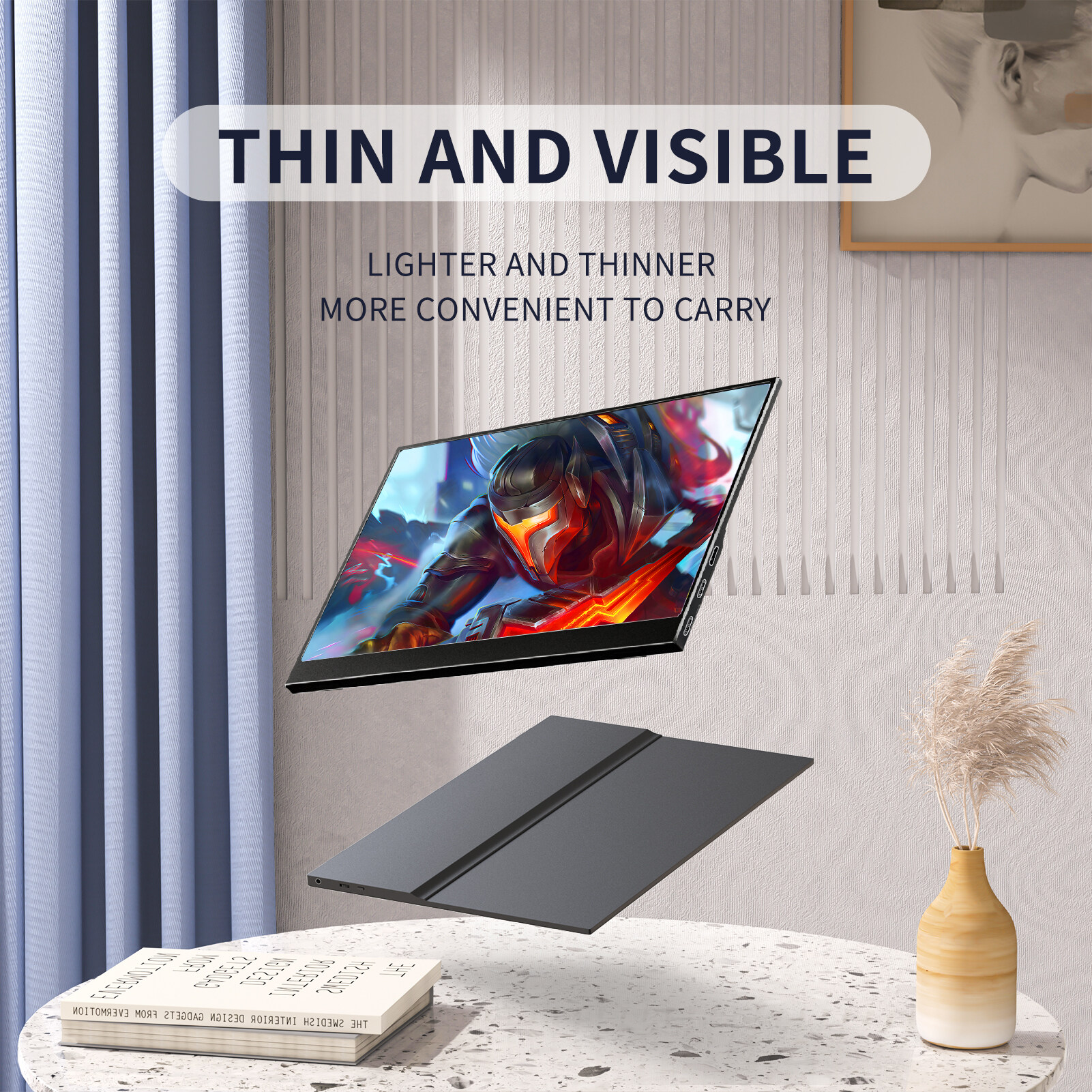 Rantoper 15.6/14inch Portable Monitor, 1080P FHD รองรับ HDMI Type-C ...