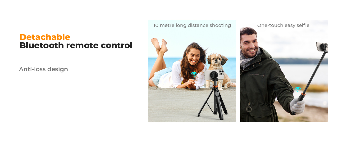 K&F Concept Bastone Selfie Magnetico MS19 – 162 Cm Con Telecomando Bluetooth, Treppiede Mini Per Smartphone Con Anello Magsafe (iPhone 16/15/14/13/12/SE)