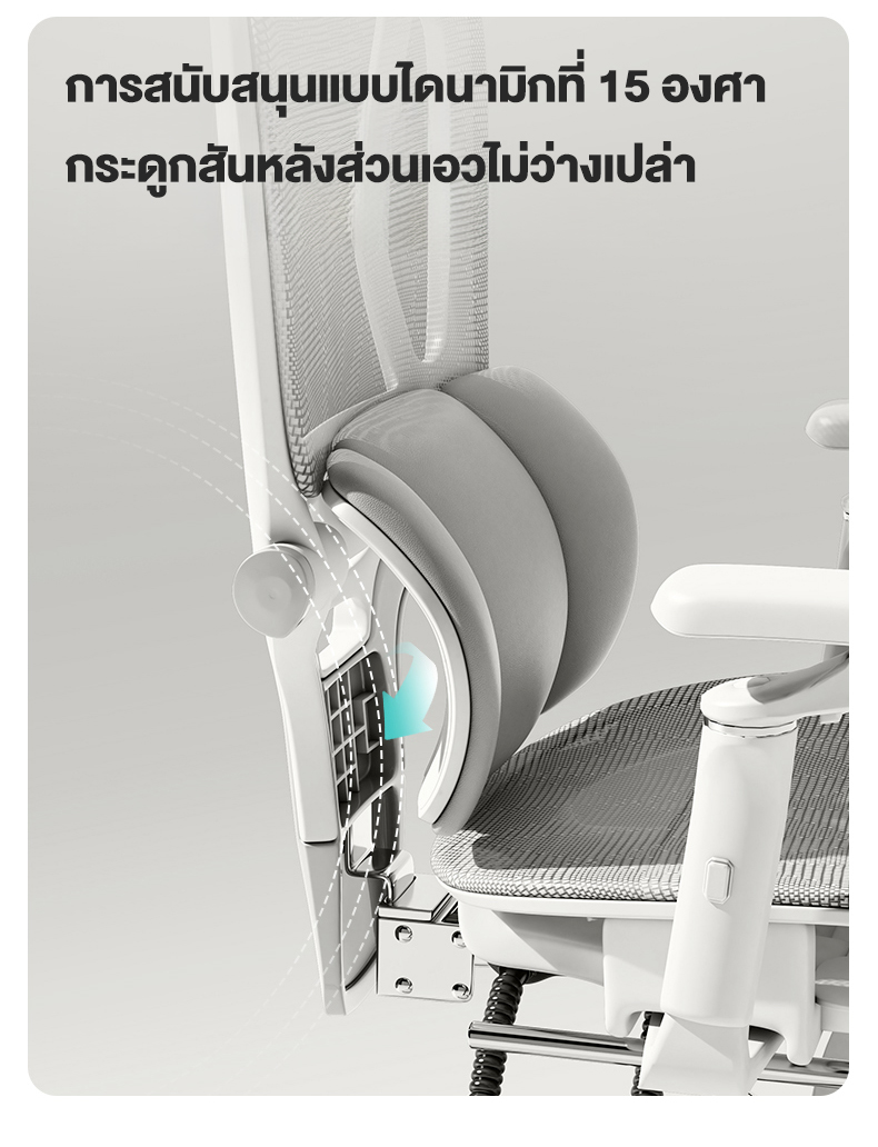 Kris R01 เก้าอี้ทำงานเพื่อสุขภาพ Ergonomic เก้าอี้สีเทา เก้าอี้ที่เหมาะกับสรีระ ออกแบบตามหลักสรีรศาสตร์ ฟังก์ชั่นมากมาย