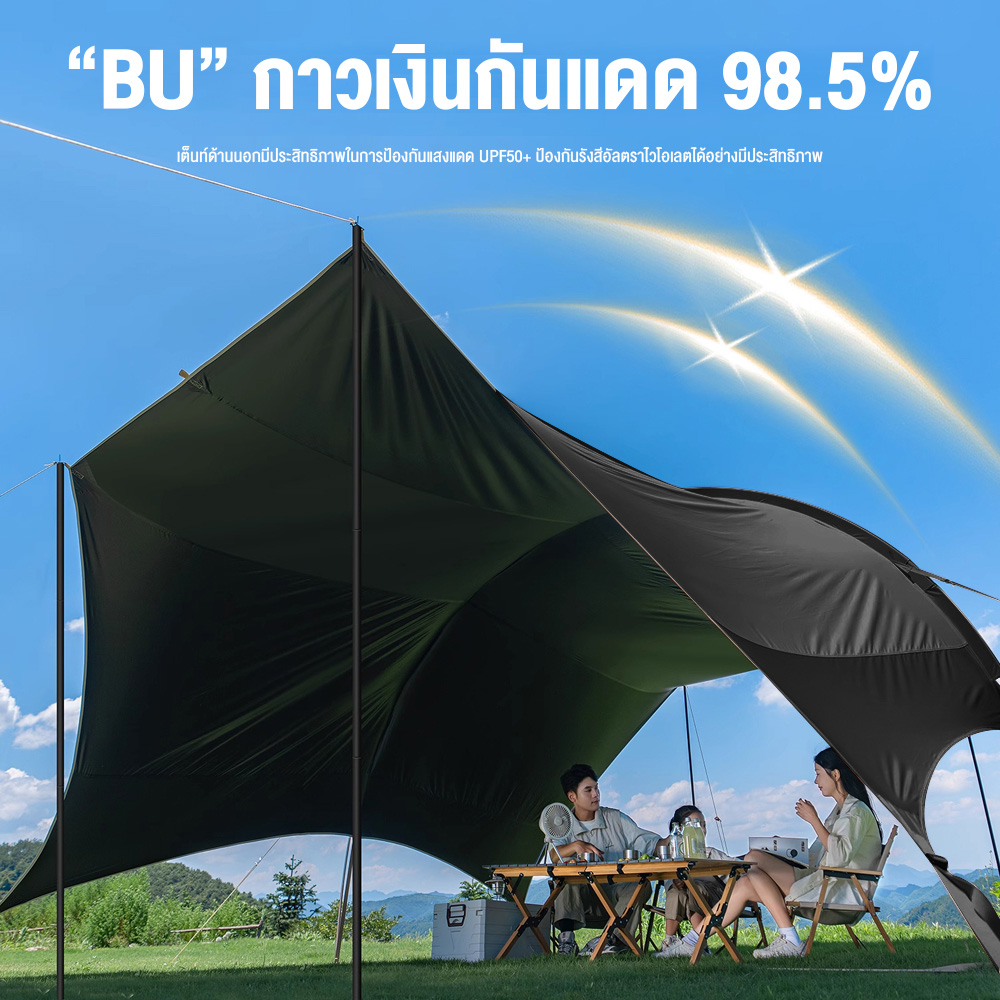 KEEPHIKE เต็นท์กันสาด สำหรับกลางแจ้งขนาดใหญ่ อุปกรณ์ปิกนิกสำหรับตั้งแคมป์ค้างคืน ชุดเต็นท์กันสาดกันแดดครบชุด