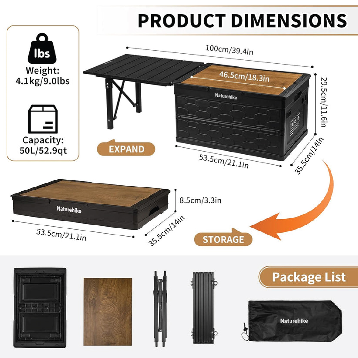 Naturehike Linspace Folding Storage integrated table 50L โต๊ะแคมป์ปิ้ง ...