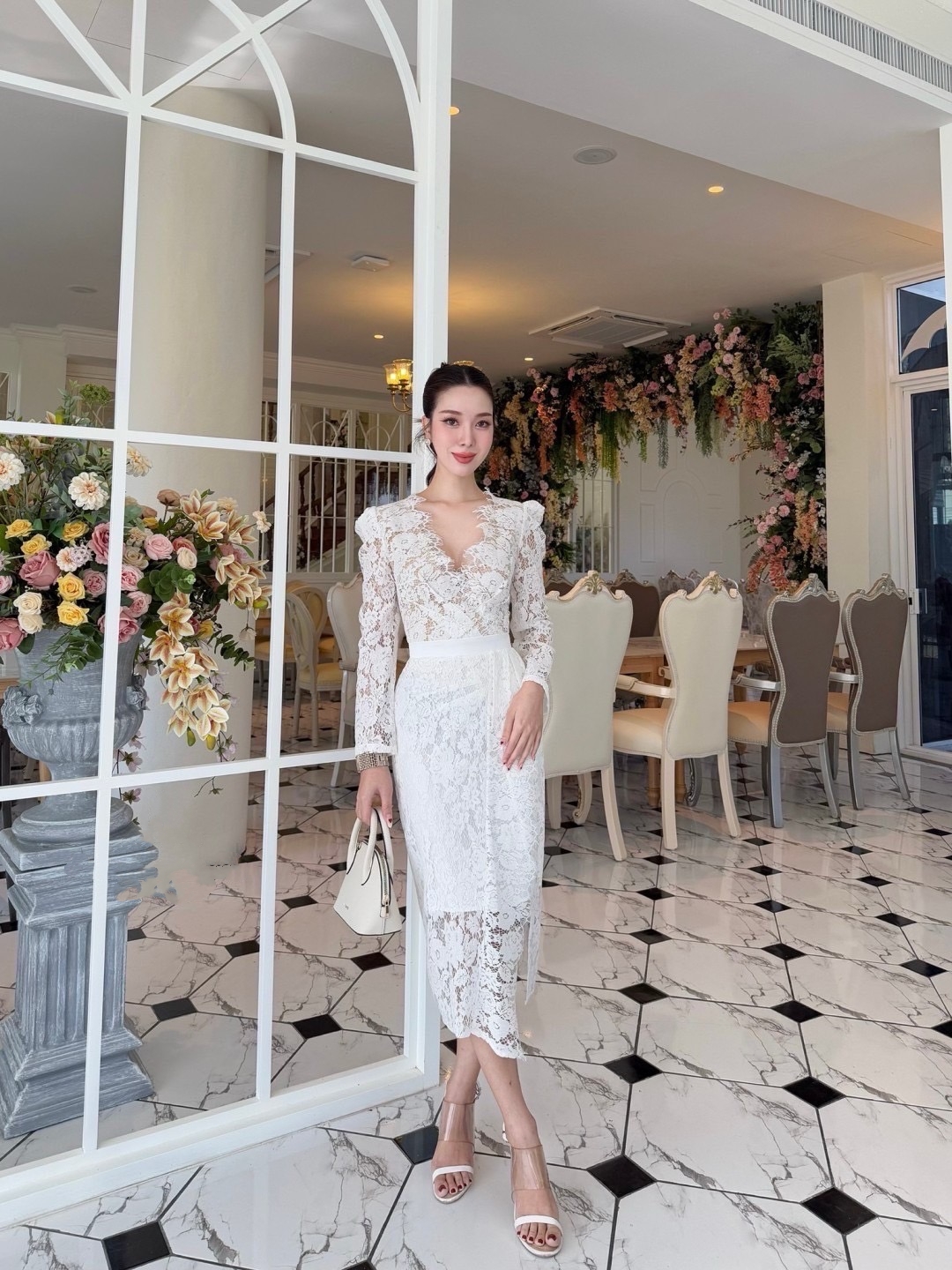 เดรสลูกไม้ S-XL ชุดออกงาน ชุดไปงาน ชุดไปวัด ชุดทำบุญ ชุดงานบุญ ชุดงาน ...