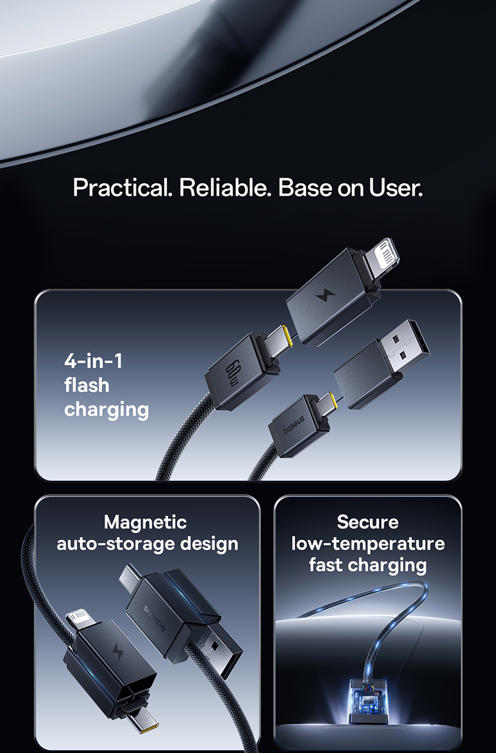 Baseus สายชาร์จเร็ว แบบถอดหัวได้ รุ่น Versatile Two-for-Two Fast ...