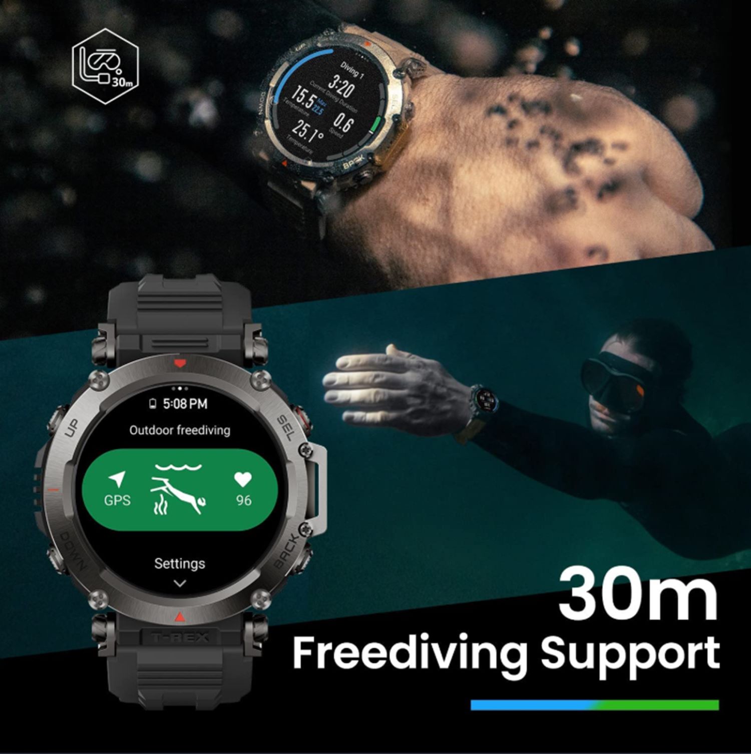 Amazfit T-Rex Ultra (Abyss Black) - AMF-6972596103943 นาฬิกาสมาร์ทวอทช์ ...