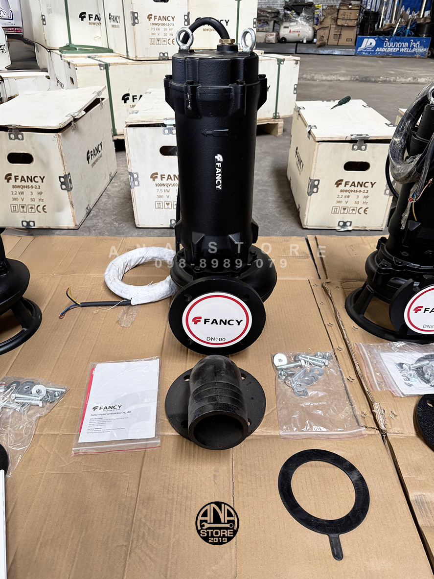 FANCY ปั๊มแช่ดูดโคลน 4นิ้ว ใบพัด ‘ตัด’ SUBMERSIBLE VORTEX PUMP 100WQV ...
