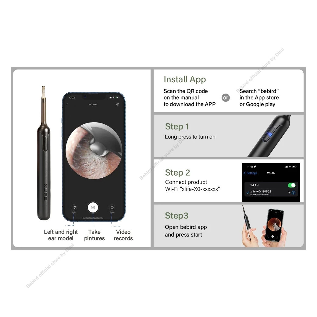 Bebird X0 Smart Visual Ear Cleaner Xlife - ไม้แคะหูอัจฉริยะ | Shopee ...
