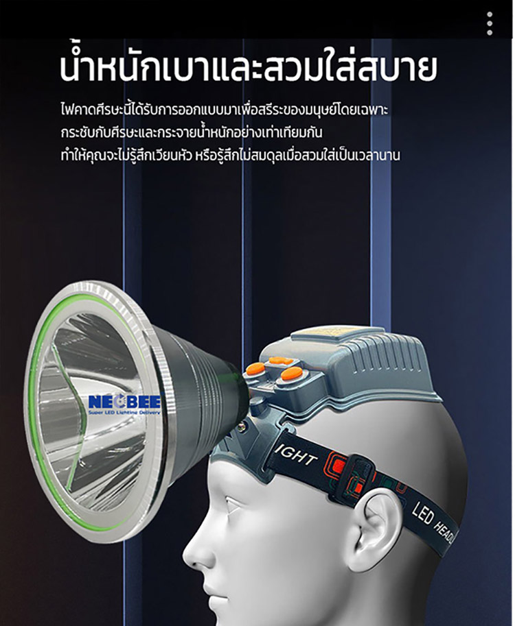 NEOBEE ไฟฉายคาดหัว M19 ไฟเครื่องบิน แสงขาว เหลือง D006 | Shopee Thailand
