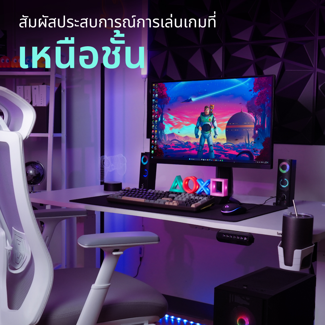 Bewell โต๊ะเกมมิ่งปรับระดับไฟฟ้าเพื่อสุขภาพ ฟีเจอร์ครบ ที่แขวนหูฟังที่วางแก้ว พอร์ต USB รับประกัน2ปี
