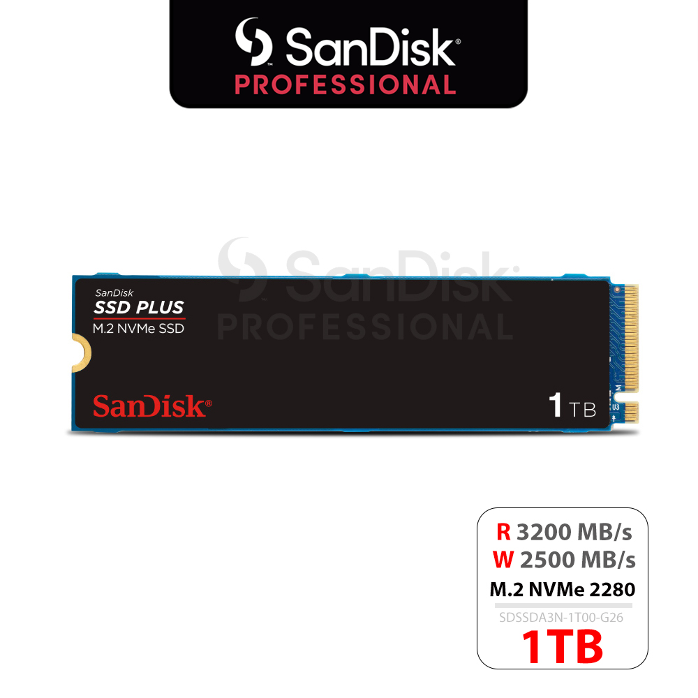 SanDisk 1TB M.2 Drive SanDisk 1TB SSD Plus M.2 NVMe - PCIE Gen 3.0