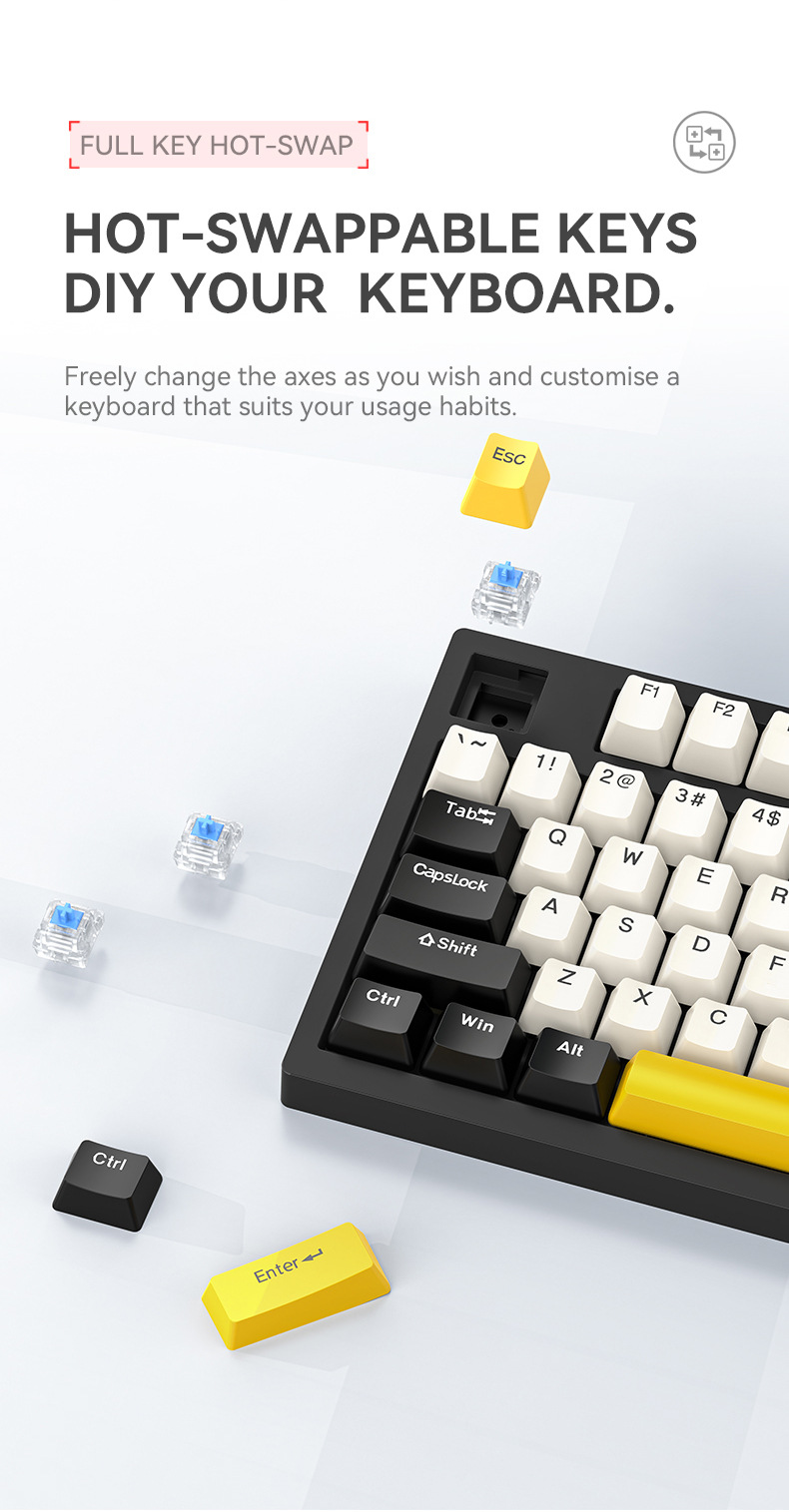 K98 RGB คีย์บอร์ดไทย mechanical keyboard 98 คีย์ Wired สำหรับการเล่นเกม ...