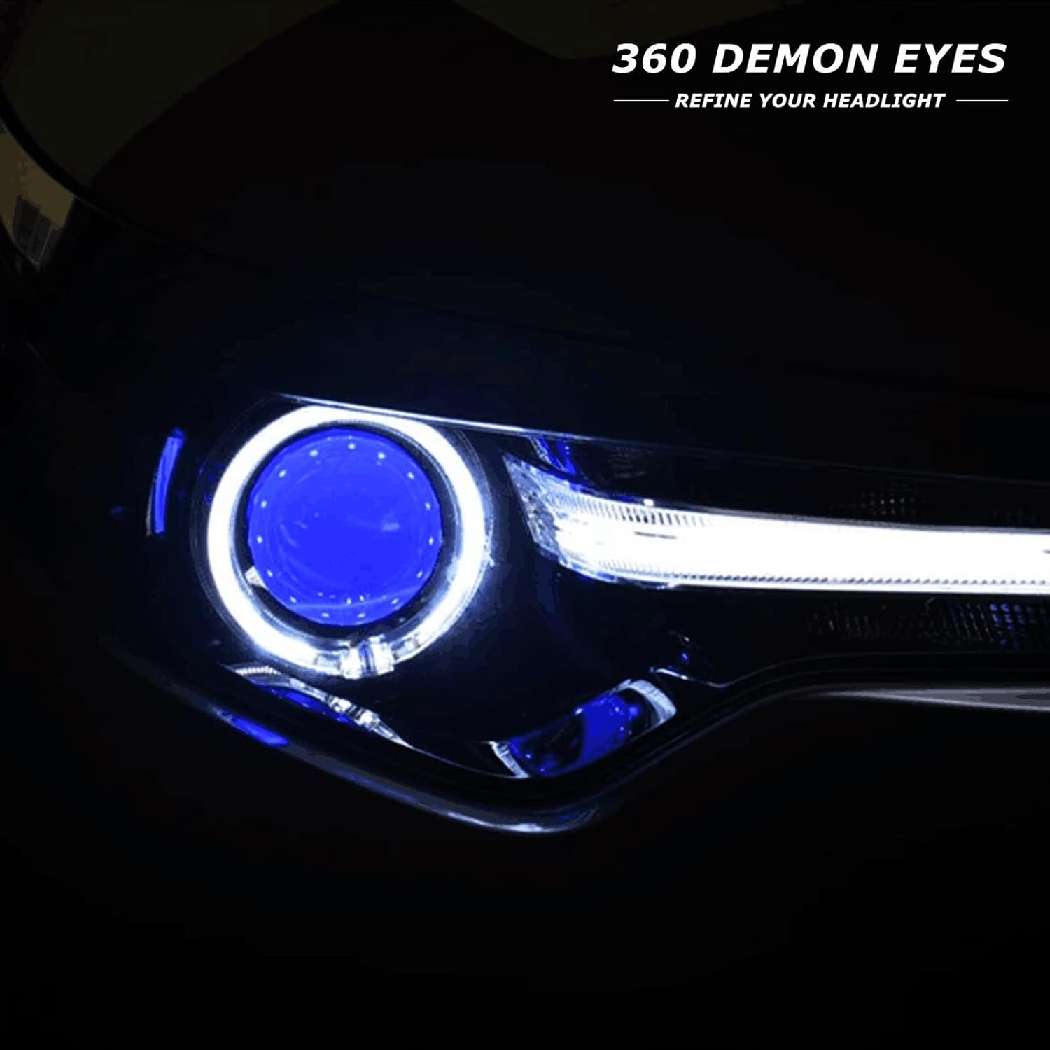 1 คู่ 360 LED Devil Eyes สำหรับเลนส์โปรเจ็กเตอร์ขนาด 2.5 นิ้ว/3 นิ้ว ...