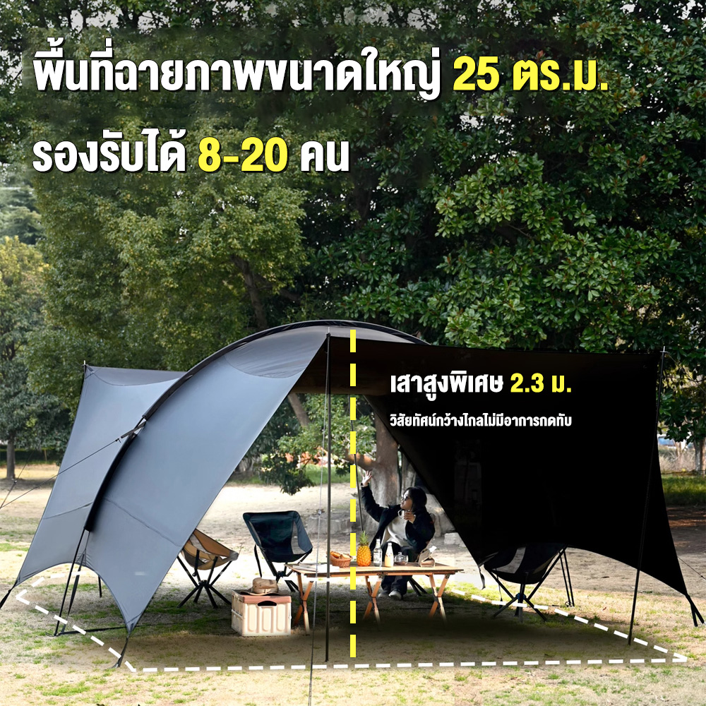 KEEPHIKE เต็นท์กันสาด สำหรับกลางแจ้งขนาดใหญ่ อุปกรณ์ปิกนิกสำหรับตั้งแคมป์ค้างคืน ชุดเต็นท์กันสาดกันแดดครบชุด
