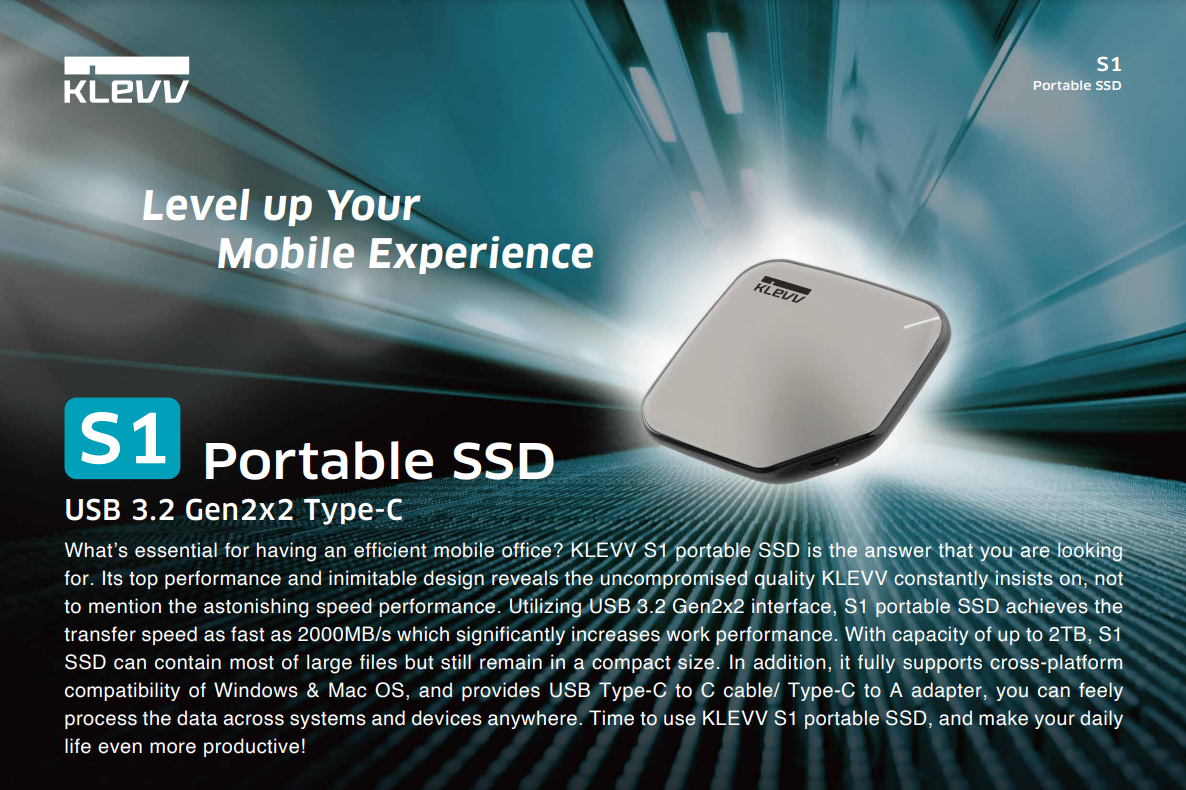 KLEVV Portable SSD USB 3.2 Gen2x2 Type-C - 1 TB (อุปกรณ์จัดเก็บข้อมูล ...