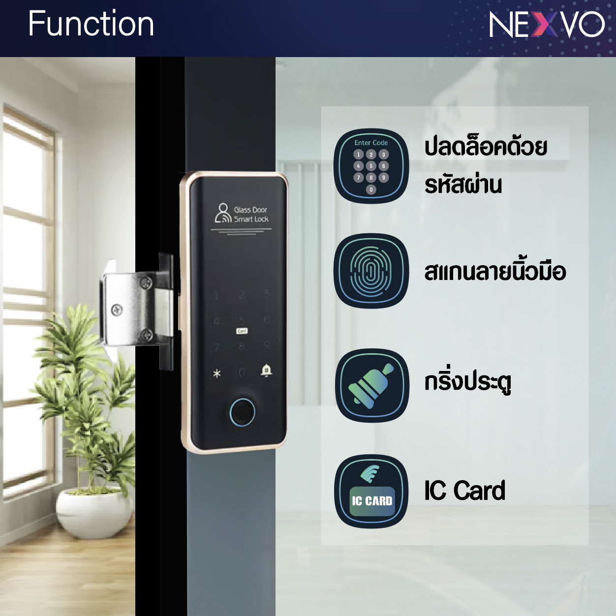 [Digital door lock] - กลอนประตูดิจิตอล ประตู บานเลื่อน/ผลัก รุ่น RL01 ...