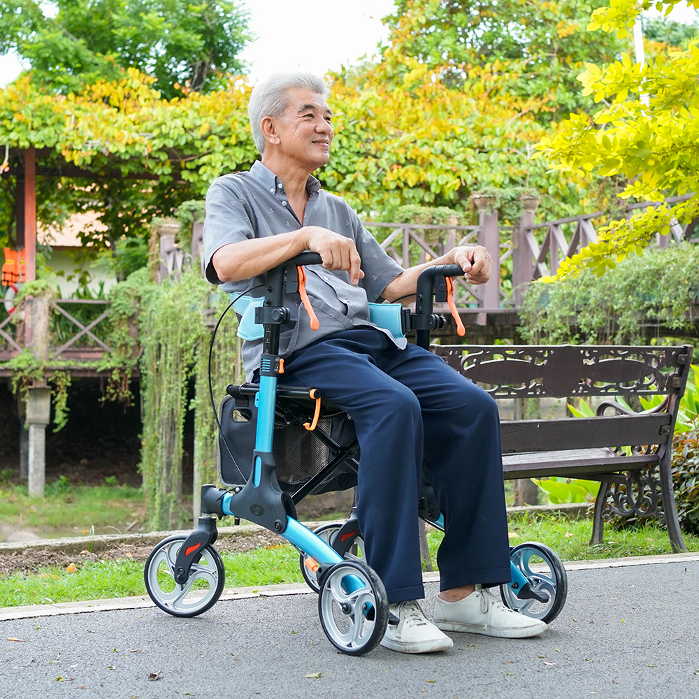 I.MOVE GO Rollator รถเข็นพยุงเดินผู้สูงอายุ น้ำหนักเบา พับได้ มีที่นั่งพัก ปรับระดับได้