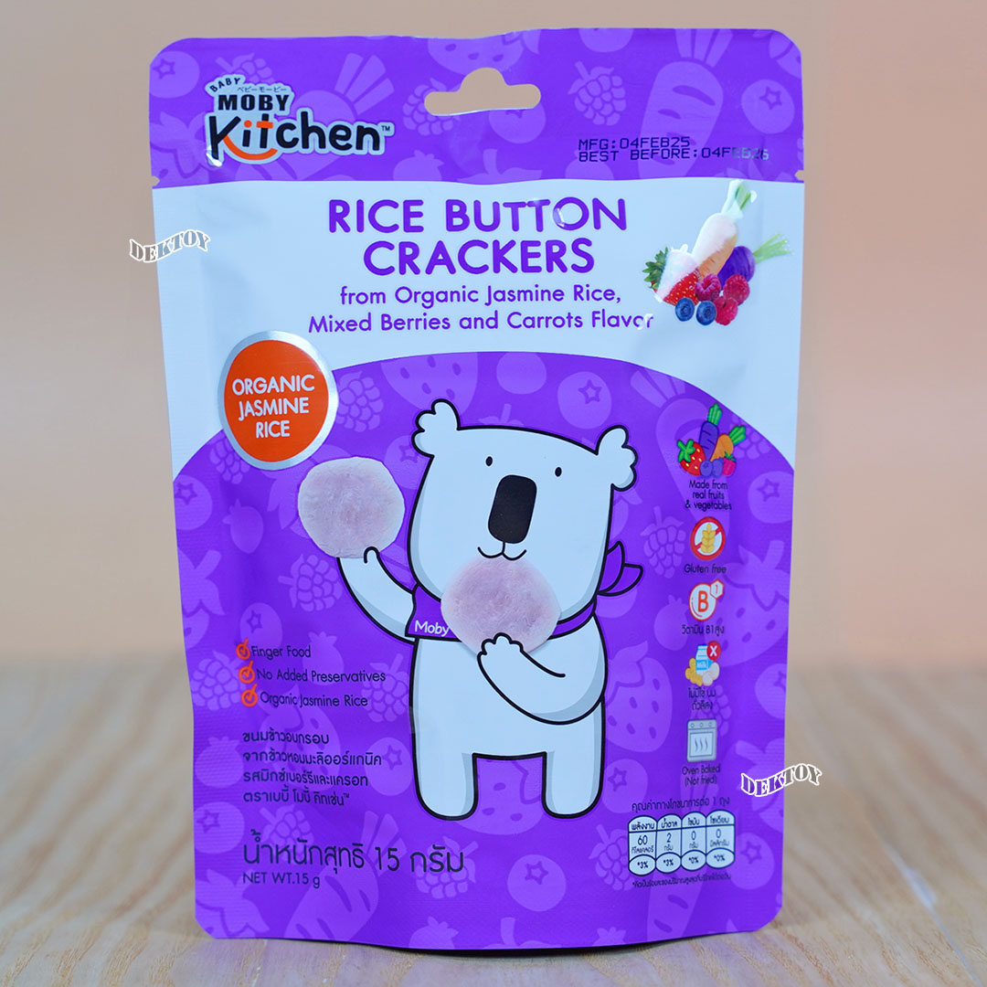 Baby Moby kitchen ขนมข้าวอบกรอบ จากข้าวหอมมะลิออร์แกนิค รสมิกซ์เบอร์รี่ ...