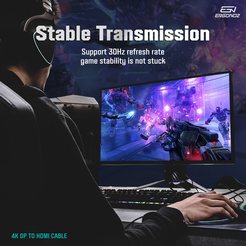 ERGONOZ Clynk DP to HDMI Cable ส่งข้อมูลภาพความละเอียดสูงสุด 4K30Hz สาย ...