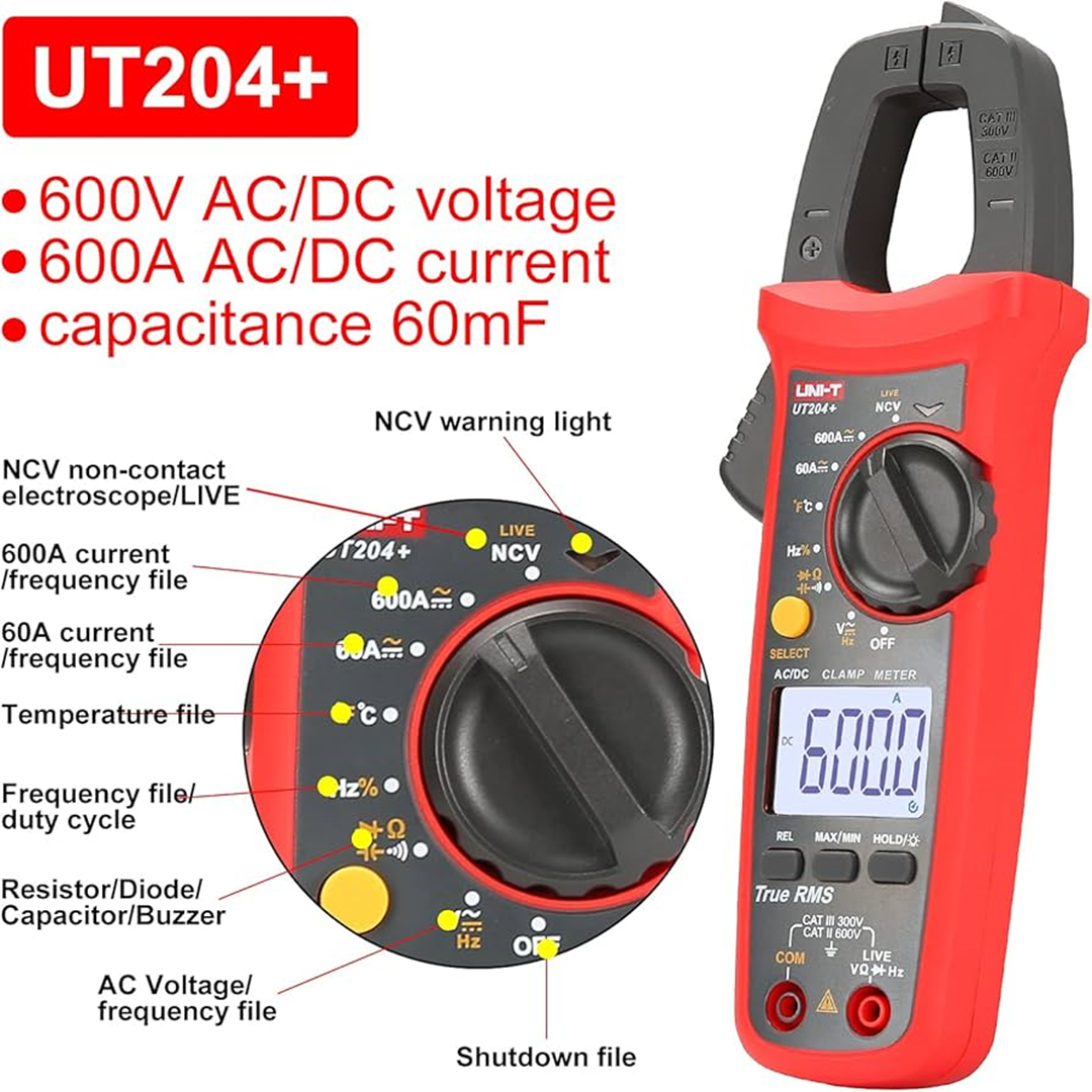 UNI-T UT202+ UT203+ UT202A+ มัลติมิเตอร์ดิจิตอล Clamp และ DC ตัวต้านทาน ...