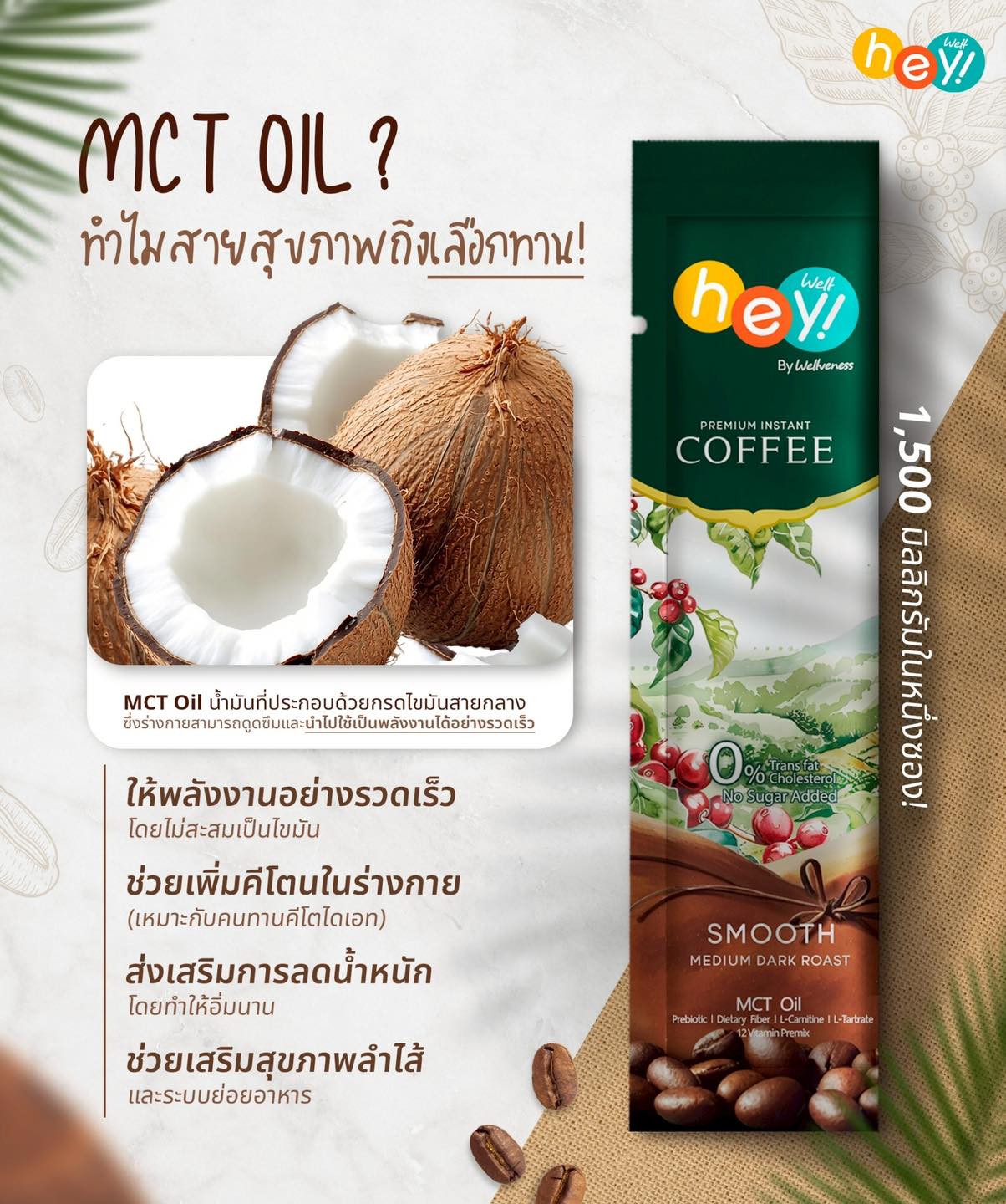 กาแฟเพื่อสุขภาพ Hey Well Coffee เฮคอฟฟี่ กาแฟเวลวีเนส กาแฟลดน้ำหนัก สาร ...