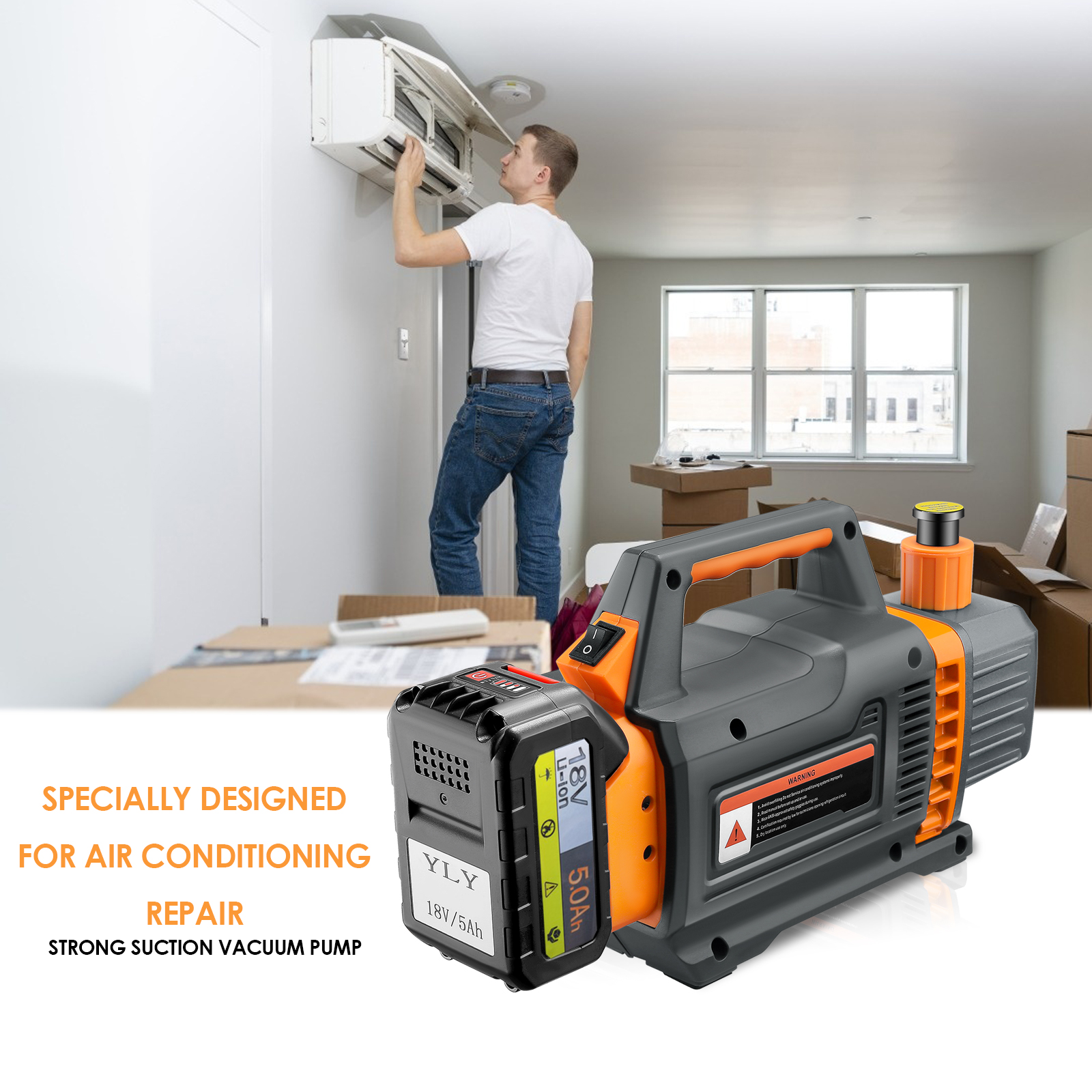 LOCAL 3CFM, 1/4HP DC Single-stage Rotary Vane Vacuum Pump, Wireless ...