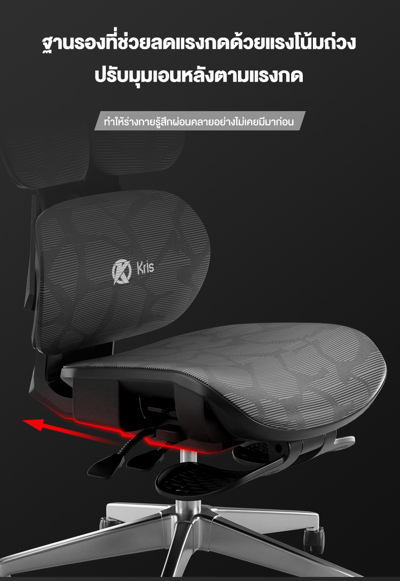 Kris Y08 เก้าอี้เพื่อสุขภาพ E-Sports Ergonomic คุณสมบัติมากมาย สมรรถนะสูง เกรดคุณภาพ เก้าอี้ตามหลักสรีรศาสตร์ รับประกัน 3 ปี อะไหล่ทดแทนฟรี