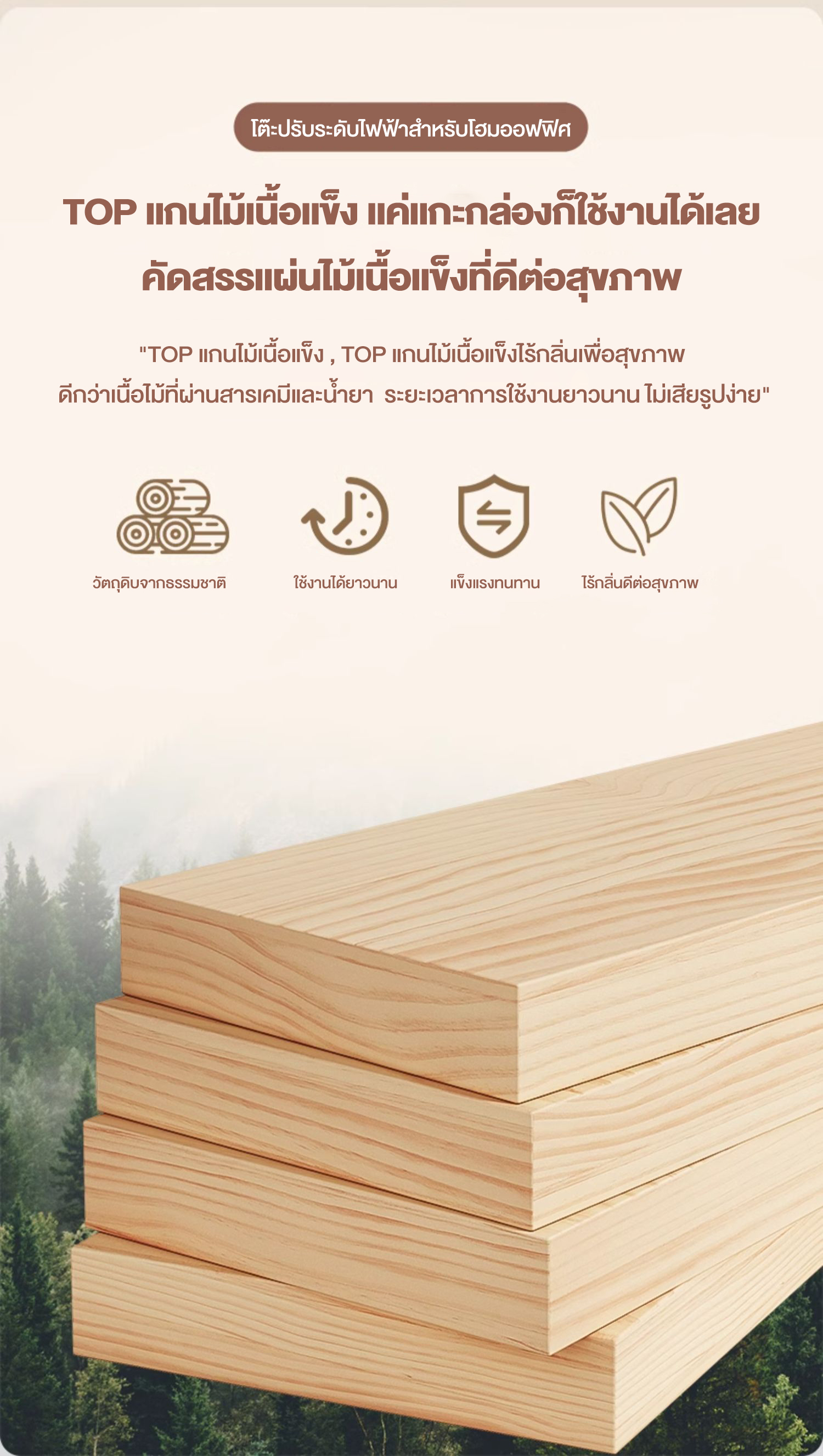 Kris โต๊ะทํางานปรับระดับไฟฟ้า สีน้ำตาลวอลนัท สีเมเปิ้ล สีโอ๊ค โต๊ะยกไฟฟ้า โต๊ะทำงานเพื่อสุขภาพ หนา 16 มม นั่ง-สลับยืนทำงาน ฟังก์ชั่นมากมาย รับประกัน 3 ปี อะไหล่ทดแทนฟรี สินค้าคุณภาพ ต้องมี