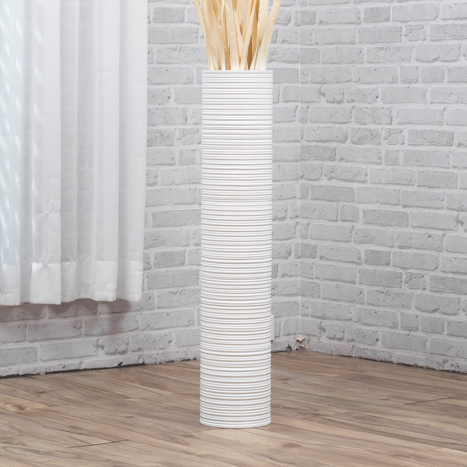 Vasora Large Floor Vase แจกันทรงกระบอก แจกันไม้มะม่วง ขนาด 6 x 28 นิ้ว ...