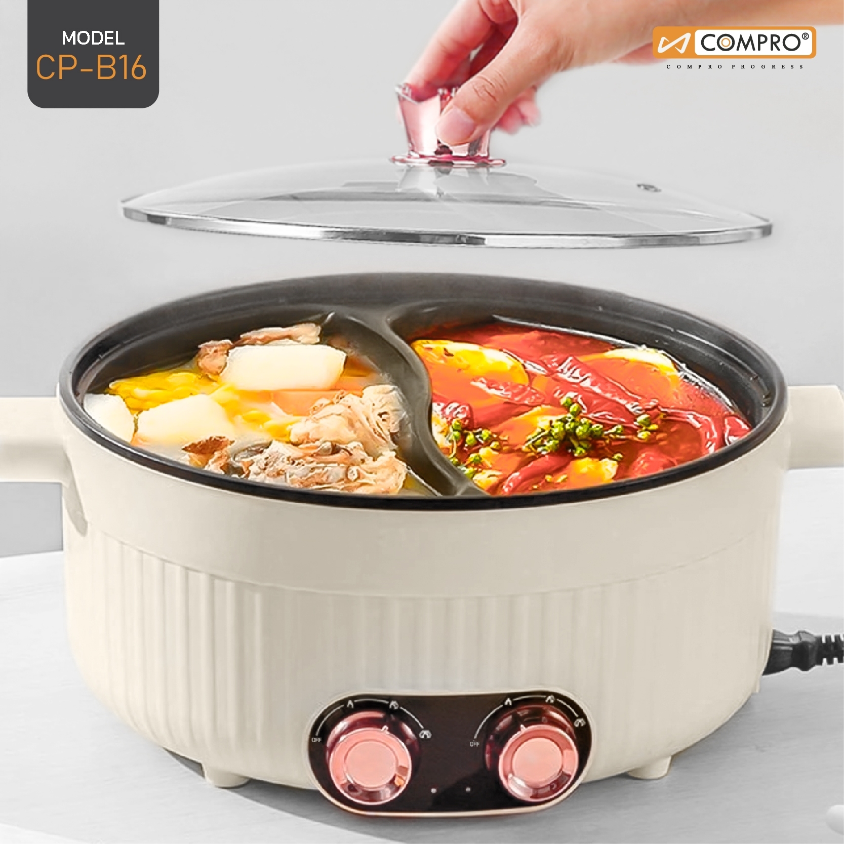 หม้ออเนกประสงค์2ช่อง MULTI-PURPOSE 2-COMPARTMENT POT CP-B16 สินค้ามี ...