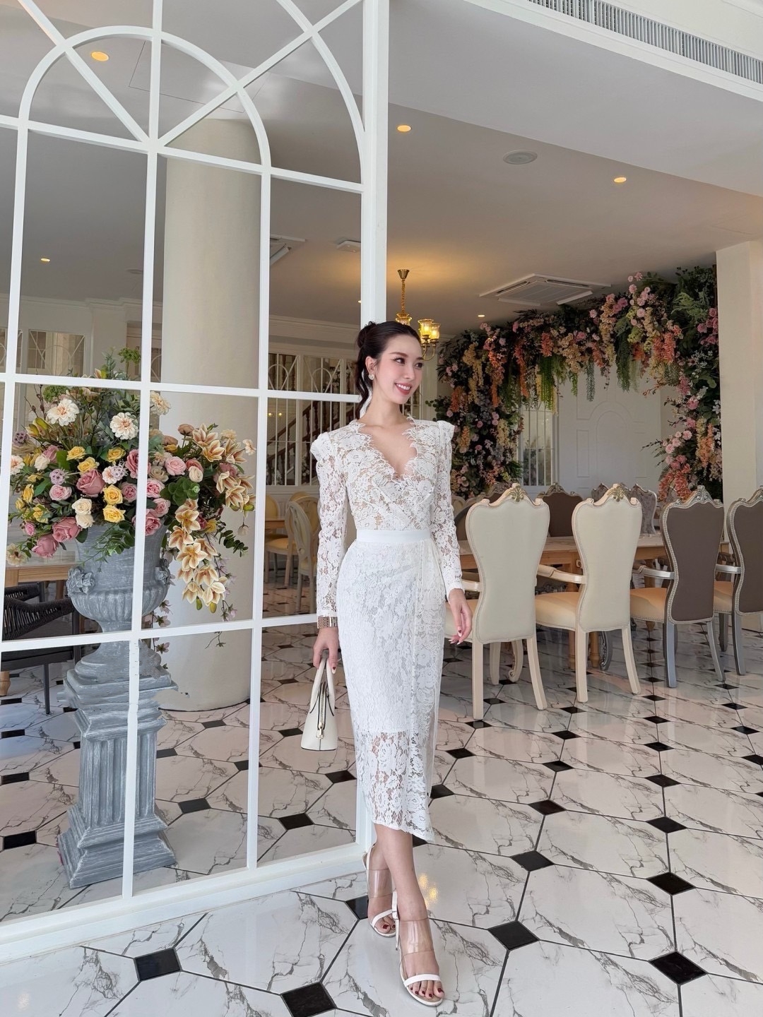 เดรสลูกไม้ S-XL ชุดออกงาน ชุดไปงาน ชุดไปวัด ชุดทำบุญ ชุดงานบุญ ชุดงาน ...