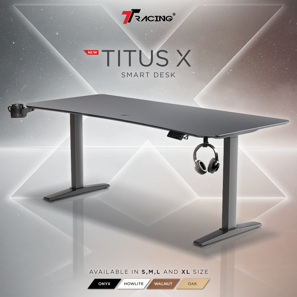 TTRacing Titus X Smart Desk โต๊ะคอม ดีไซน์ล้ำ ปรับระดับความสูงได้ หน้าโต๊ะกว้าง ขอบไร้เหลี่ยม ทนทาน