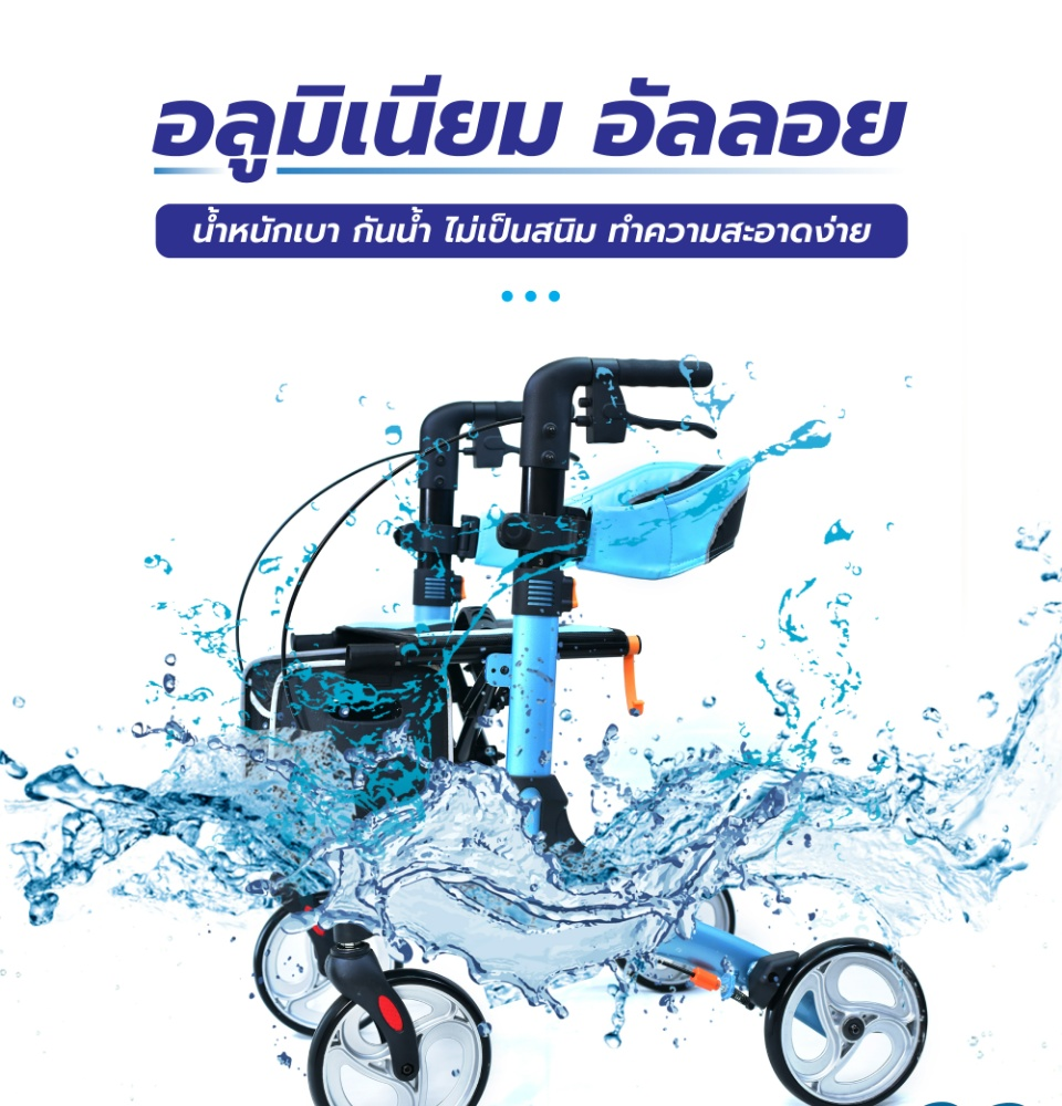 Synergy รุ่น GO Rollator รถเข็นพยุงเดิน รถเข็นหัดเดินผู้สูงอายุ ช่วยในการเดิน นั่งพักได้ พับเก็บง่าย น้ำหนักเบา