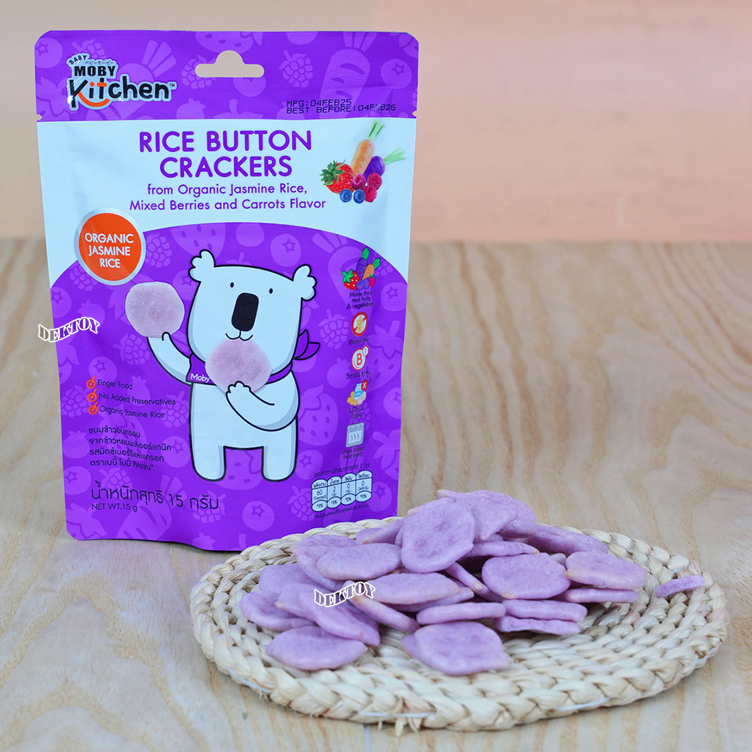 Baby Moby kitchen ขนมข้าวอบกรอบ จากข้าวหอมมะลิออร์แกนิค รสมิกซ์เบอร์รี่ ...