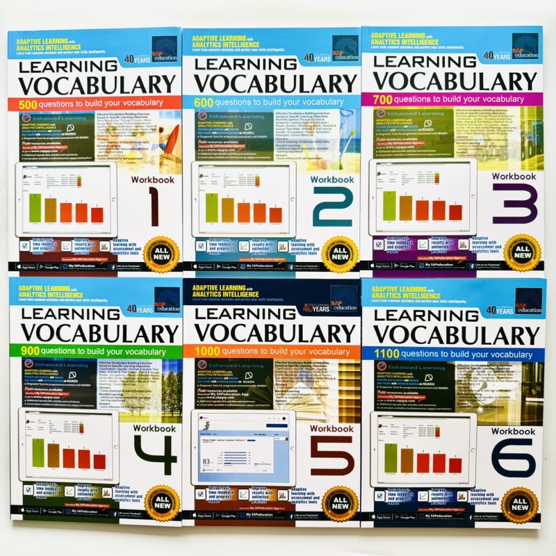 Singapore Learning English Vocabulary Workbook (6 BOOKS SET,Grade1-6 ...