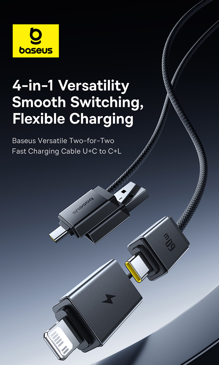 Baseus สายชาร์จเร็ว แบบถอดหัวได้ รุ่น Versatile Two-for-Two Fast ...