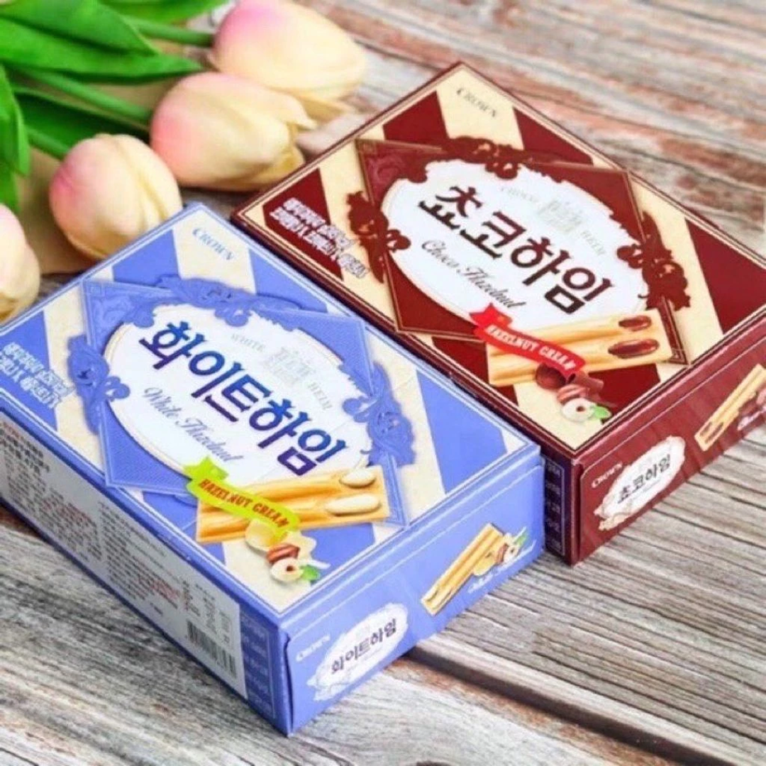 ขนม เวเฟอร์ ช็อคโกแลต 🍫 Crown Choco Heim White Heim 142g ช็อกโกไฮม ขนม ...