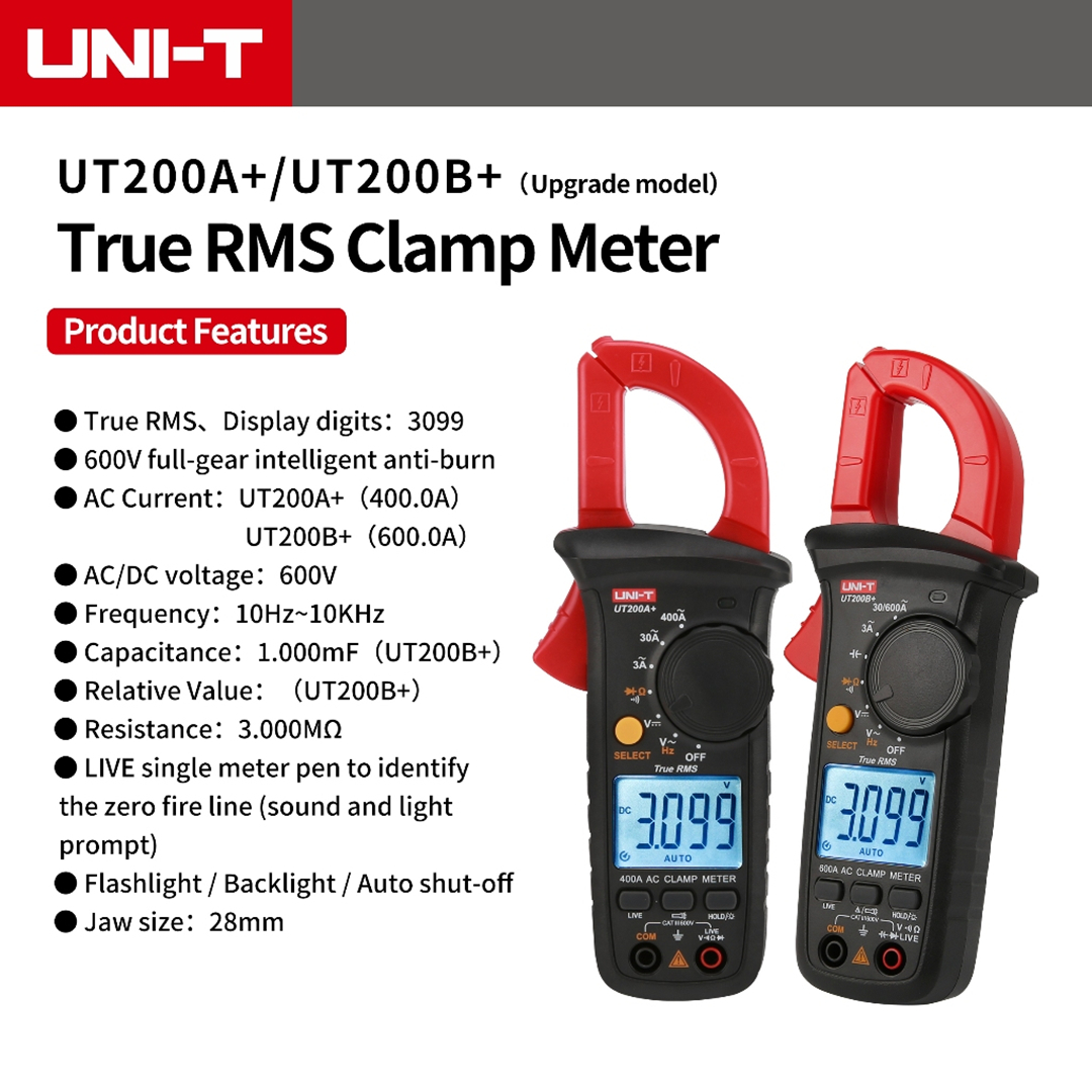 UNI-T UT202+ UT203+ UT202A+ มัลติมิเตอร์ดิจิตอล Clamp และ DC ตัวต้านทาน ...