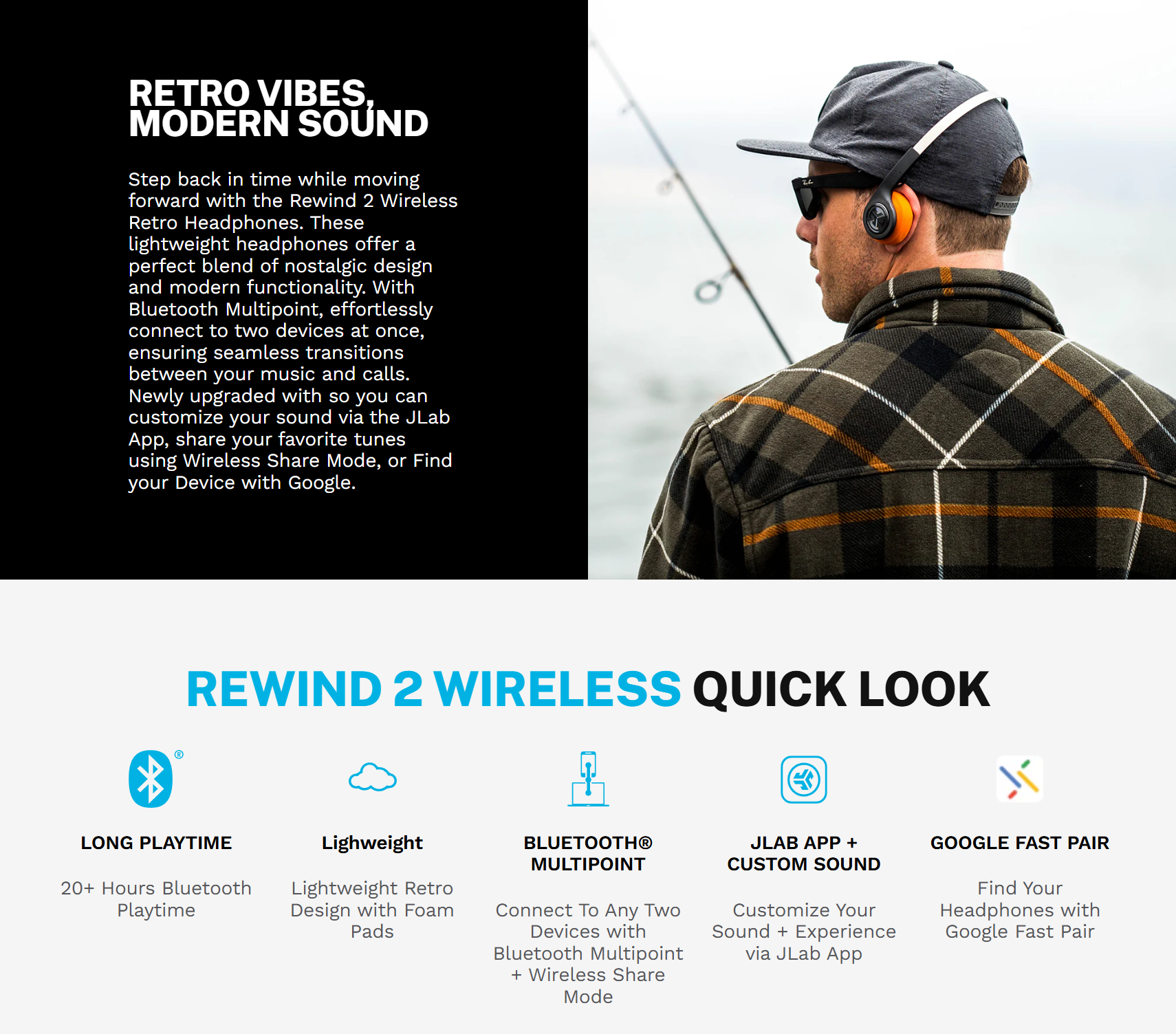 JLAB Rewind 2 Wireless Retro Headphone หูฟังไร้สาย ของแท้ ประกันศูนย์ 2 ...