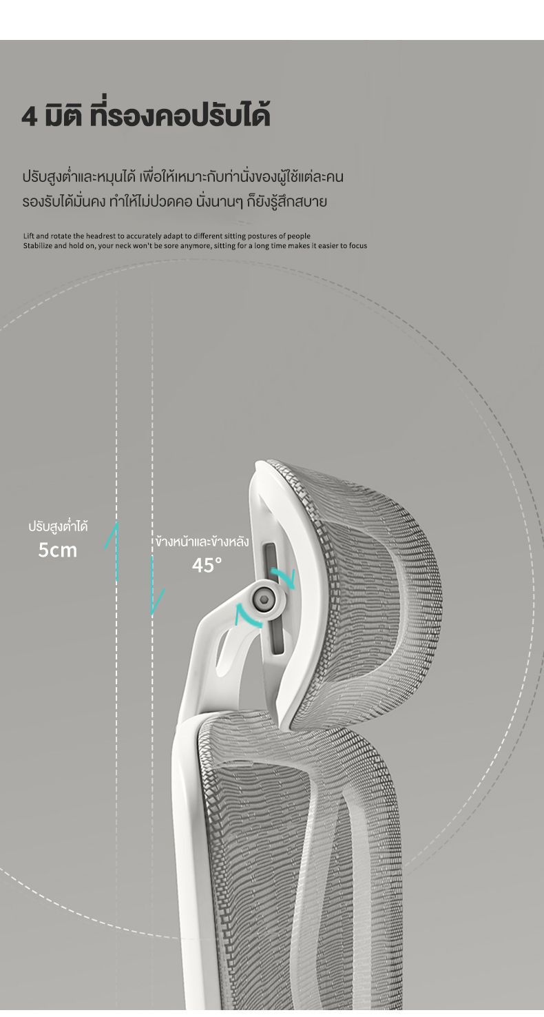 Kris R01 เก้าอี้ทำงานเพื่อสุขภาพ Ergonomic เก้าอี้สีเทา เก้าอี้ที่เหมาะกับสรีระ ออกแบบตามหลักสรีรศาสตร์ ฟังก์ชั่นมากมาย